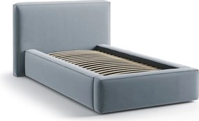 Letto singolo imbottito azzurro con contenitore con rete inclusa 90x200 cm Jodie – Micadoni