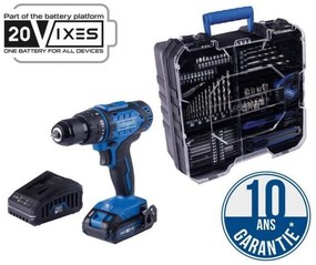 Trapano Avvitatore senza filo 20V ixes + 1 batteria 2 Ah, caricabatterie, valigetta con 74 accessori - C-DTB74/1-X