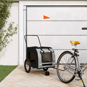 Rimorchio Da Bici Per Animali Nero E Grigio Oxford E Ferro /