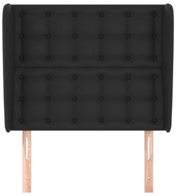 Testiera ad orecchio nera 93x23x118/128 cm in similpelle