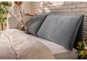Letto matrimoniale imbottito blu con contenitore e rete inclusi 160x200 cm Myra Pillow – Bonami Selection