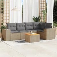 Set Divano da Giardino 6 pz con Cuscini Beige in Polyrattan 3225436