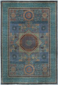 Mamluk Tappeto 370 x 530 Blu (Pakistan) Annodato A Mano