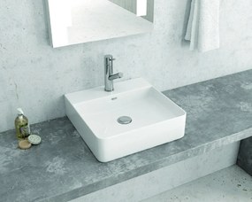 Lavabo da appoggio quadrato 42cm in ceramica bianca |Litos-0007 - KAMALU