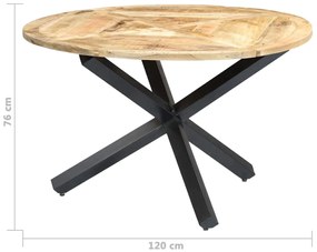 Tavolo da Pranzo Rotondo 120x76cm in Legno Massello di Mango