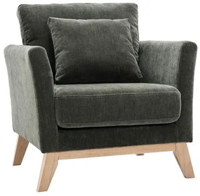 Poltrona scandinava effetto velluto color khaki OSLO