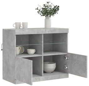 Credenza con luci led grigio cemento 81x37x67 cm