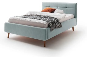 Letto matrimoniale imbottito azzurro con contenitore con rete inclusa 140x200 cm Lotte – Meise Möbel