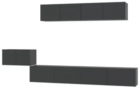 Set di mobili porta tv 5 pz nero in legno multistrato