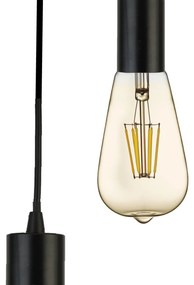 Lampadario Industrial-Nordico Squiggle Acciaio Nero 5 Luci E27