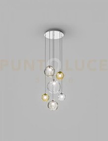 Puppet sospensione r6 multicolore 1 cromo lucido 6 luci attacco g9