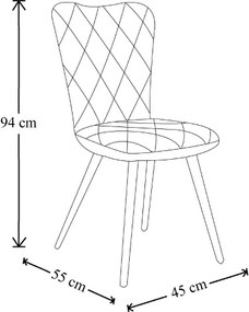 Sedia Poltroncina in ecopelle con impunture a rombi e bordino LENA Tortora Set da 2