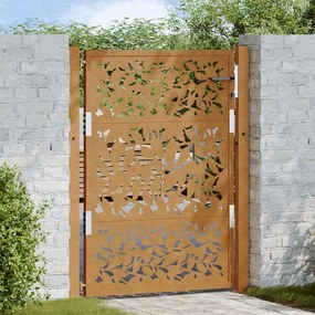 Cancello Da Giardino 105x130 Cm Acciaio Corten Design A Foglia /