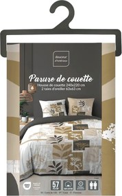 Set copripiumino e federa bianco/marrone in cotone per letto matrimoniale ed esteso 240x220 cm Utopia – douceur d'intérieur