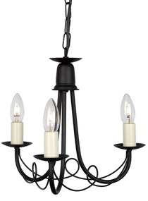 Lampadario Industrial Nordico Minster Acciaio Nero 3 Luci E14