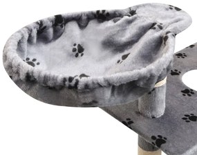 Albero per gatti tiragraffi sisal 150 cm zampe stampate grigio