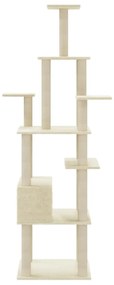 Albero per gatti con tiragraffi in sisal crema 183 cm