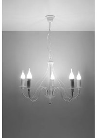 Lampadario a sospensione con catena MINERWA 5 5xE14/40W/230V bianco