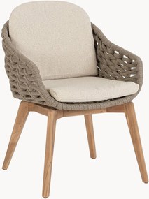Set di 2 sedie da giardino in bouclé con gambe in legno di teak Tamira