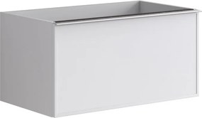 Cassettiera Pixel con 2 cassetti  frontale frame laccato opaco bianco e maniglia alluminio brillante L80 x H40 x P45,5 cm