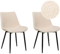 Set di 2 sedie da pranzo in tessuto boucl beige braccioli schienale intagliato gambe in metallo moderna industriale