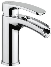 Rubinetto per lavabo a canna media getto a cascata d'acqua Cassandra cromato