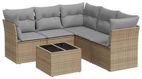 Set divano da giardino 6 pz con cuscini beige in polyrattan