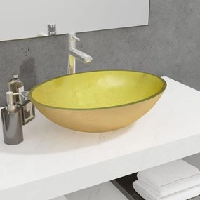 Lavandino İn Vetro 50x37x14 Cm Oro /