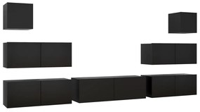 Set di mobili porta tv 7 pz nero in legno multistrato