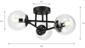 Brilagi - Lampadario a plafone MALIVA 3xE14/15W/230V nero/trasparente