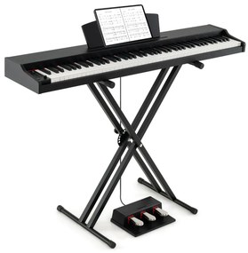 Costway Piano a tastiera di dimensioni complete semipesante con supporto regolabile, Set di pianoforte digitale a 88 tasti 3 Colori