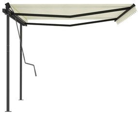 Tenda da Sole Retrattile Manuale con Pali 4x3,5 m Crema