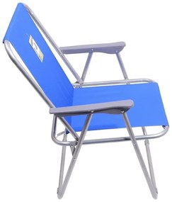 Sedia da campeggio pieghevole blu/cromata opaca