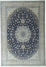 Nain Tappeto 380x260 Blu (Iran) Annodato A Mano