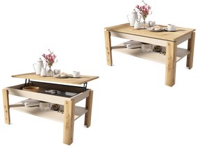 ASTI-P Rovere Artisan/Beige (Champagne) - MODERNO TAVOLINO DA CAFFÈ CON PIANO SOLLEVABILE