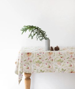 Tovaglia di lino natalizia Jingle Bells, 140 x 140 cm Christmas Print Natural - Linen Tales