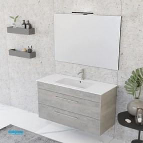 Mobile Bagno Sospeso "Unit Five" Da 100 Cm Finitura Cemento Wood