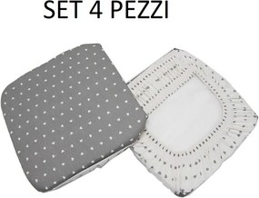 Cuscino Coprisedia Mollettone imbottito con fascia elastico GRIGIO FANT.CUORE SET 4 PEZZI