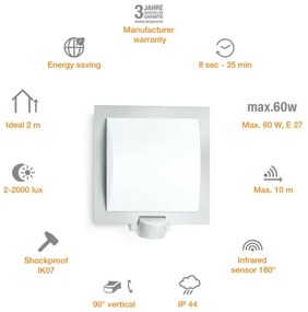 Steinel 566814 - Applique da esterno con sensore 1xE27/60W/240V L 20 S