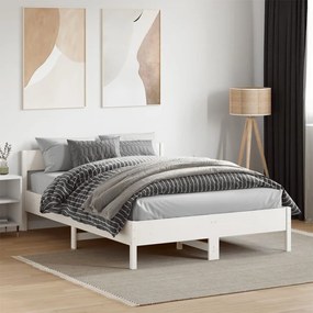 Giroletto con testiera bianco 140x190 cm in legno massello pino