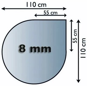 Vetro sotto il camino 1100x1100x8 mm tear