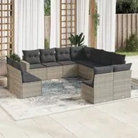 Set Divani da Giardino 11 pz con Cuscini in Polyrattan Grigio 3251469