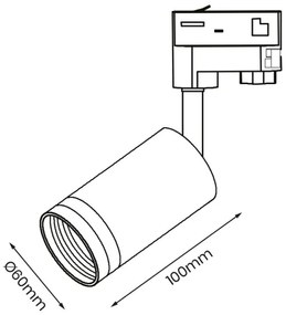 Faretto per sistema a binario trifase PIPE 1xGU10/25W/230V bianco