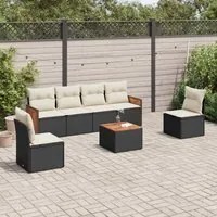 Set Divani da Giardino con Cuscini 7pz Nero Polyrattan 3259949