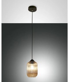 Lampadario Glamour Aston nero paralume ambrato E27 LA MIA LUCE