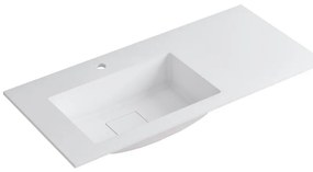 Lavabo integrale a incasso rettangolare L 100.5 x H 14.4 x P 46 cm in resina bianco opaco