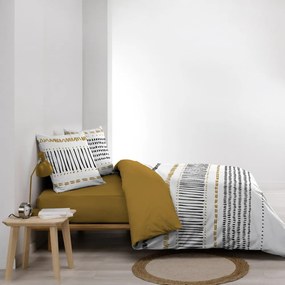 Set copripiumino e federa color senape/bianco in cotone per letto matrimoniale ed esteso 240x220 cm Chicago – douceur d'intérieur