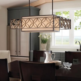 Lampadario Contemporaneo Remy Metallo Bronzo Antico Oro 4 Luci E27