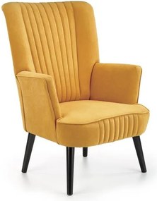 Poltrona Delgado in velluto senape - H100 cm