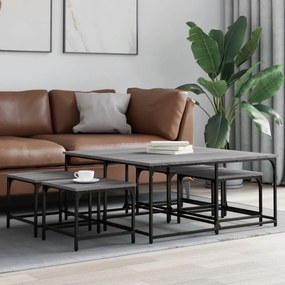 Tavolini Salotto Impilabili 5pz Grigio Sonoma Legno Multistrato /